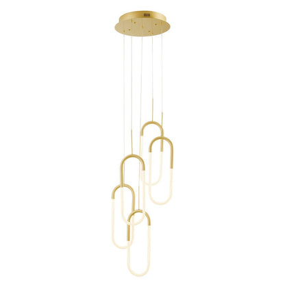 Gold Five Light Metal LED Dimmable Smart Enabled Chandelier HomeRoots