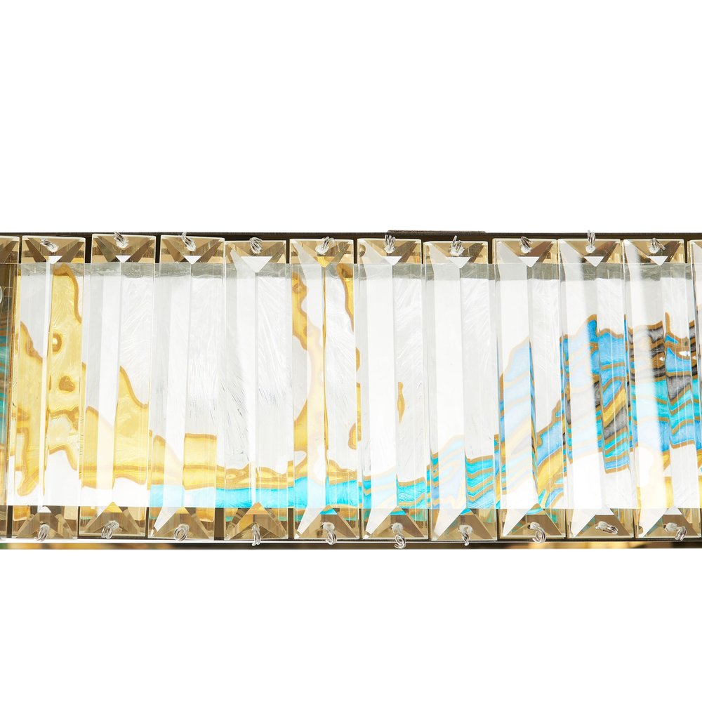 Gold Clear And Blue Geometric Crystal LED Chandelier HomeRoots