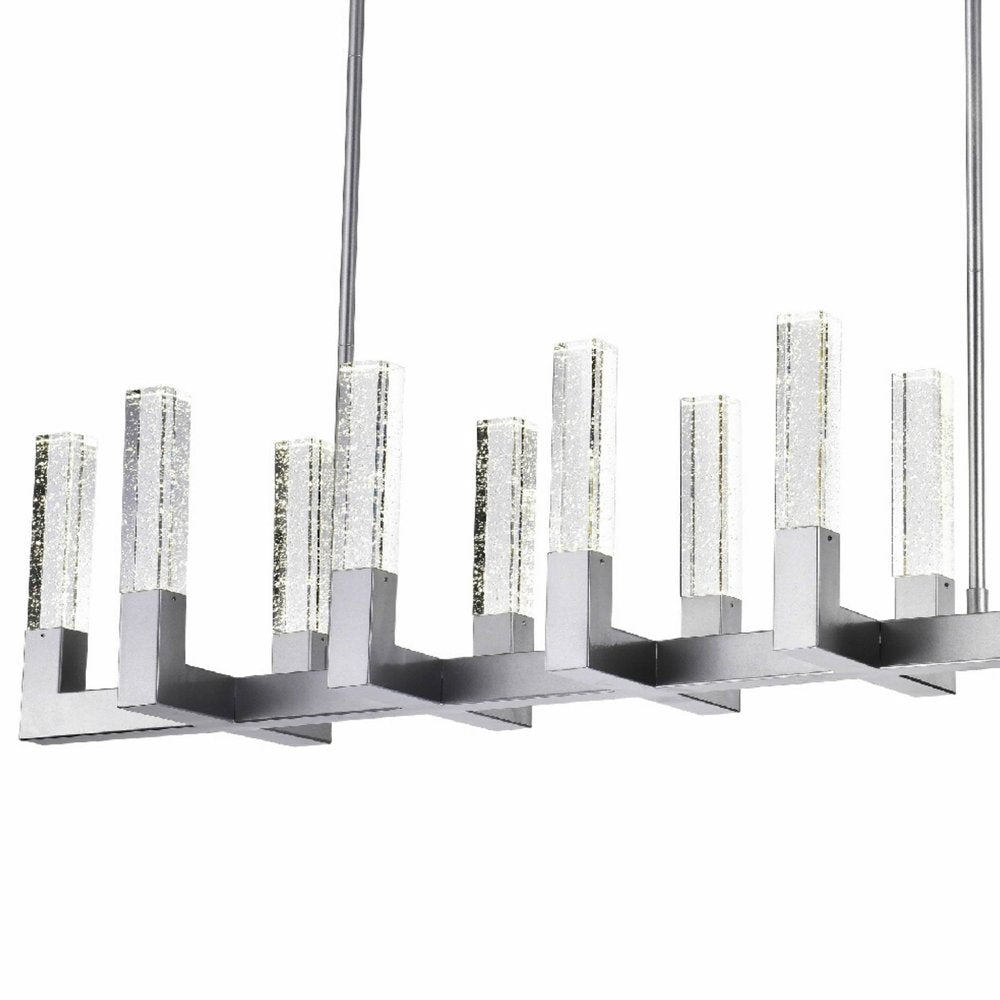 Silver And Clear Candle Style Twelve Light Metal Dimmable Chandelier With Clear Shades HomeRoots