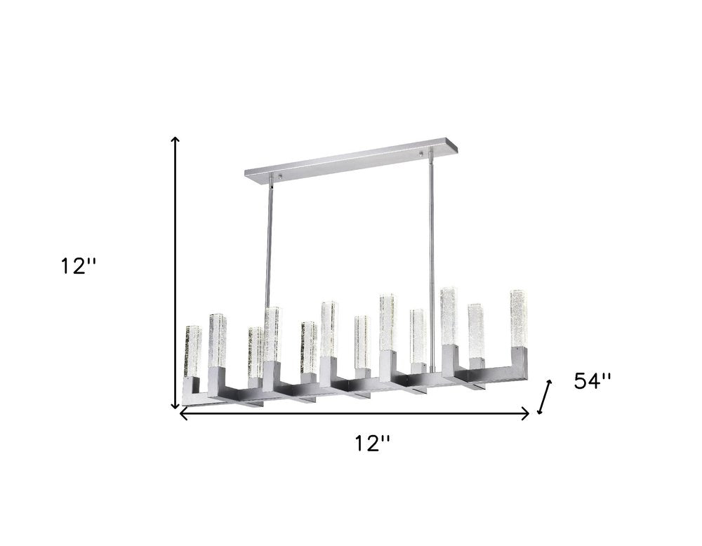 Silver And Clear Candle Style Twelve Light Metal Dimmable Chandelier With Clear Shades HomeRoots