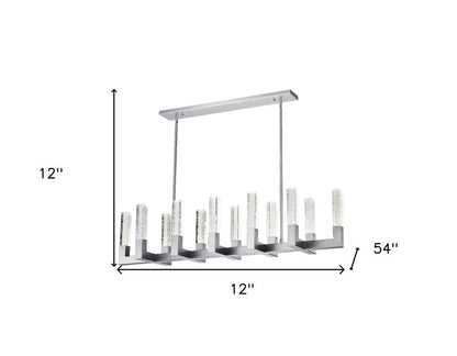 Silver And Clear Candle Style Twelve Light Metal Dimmable Chandelier With Clear Shades HomeRoots