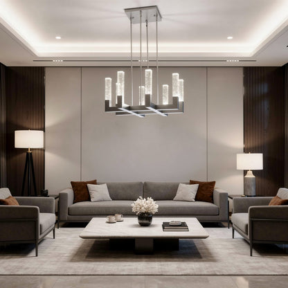 Silver Candle Style Eight Light Metal Dimmable Chandelier With Clear Shades HomeRoots