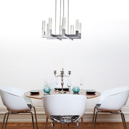Silver Candle Style Eight Light Metal Dimmable Chandelier With Clear Shades HomeRoots