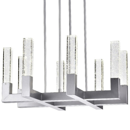 Silver Candle Style Eight Light Metal Dimmable Chandelier With Clear Shades HomeRoots