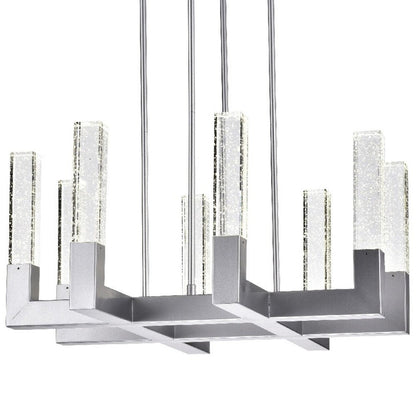 Silver Candle Style Eight Light Metal Dimmable Chandelier With Clear Shades HomeRoots