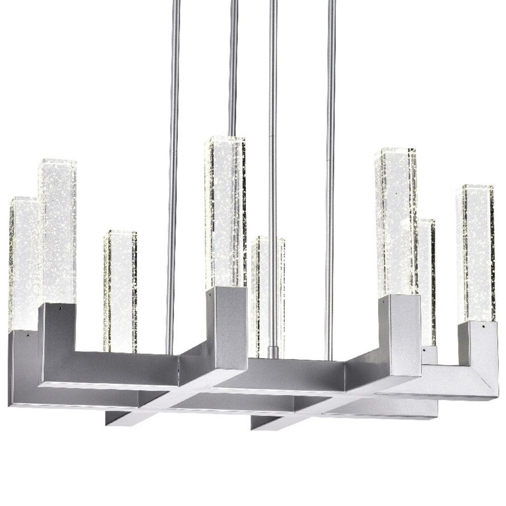 Silver Candle Style Eight Light Metal Dimmable Chandelier With Clear Shades HomeRoots