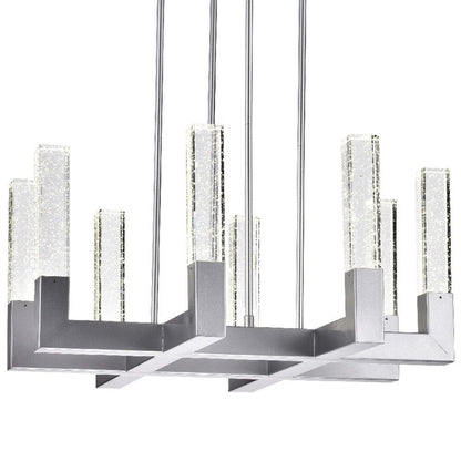 Silver Candle Style Eight Light Metal Dimmable Chandelier With Clear Shades HomeRoots