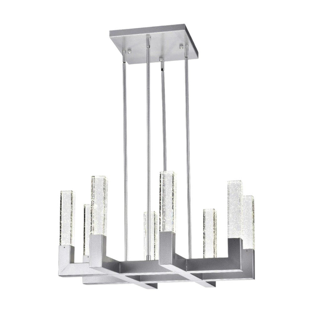 Silver Candle Style Eight Light Metal Dimmable Chandelier With Clear Shades HomeRoots