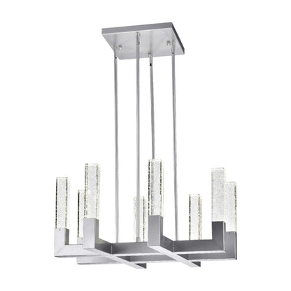 Silver Candle Style Eight Light Metal Dimmable Chandelier With Clear Shades HomeRoots