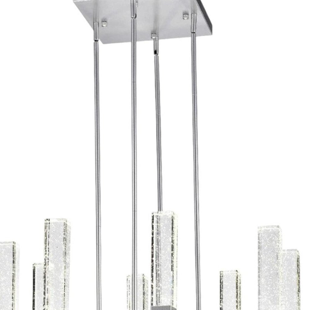 Silver Candle Style Eight Light Metal Dimmable Chandelier With Clear Shades HomeRoots
