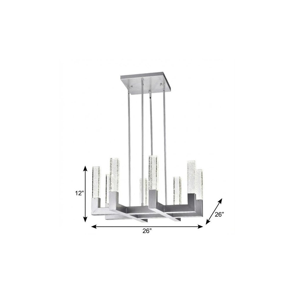 Silver Candle Style Eight Light Metal Dimmable Chandelier With Clear Shades HomeRoots