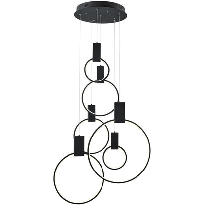 Black Geometric Six Light Metal LED Dimmable Chandelier HomeRoots