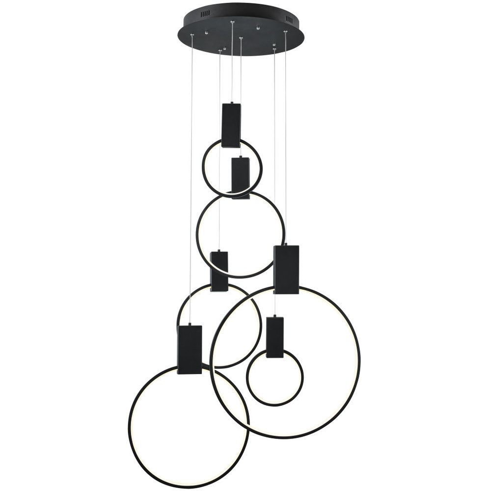 Black Geometric Six Light Metal LED Dimmable Chandelier HomeRoots