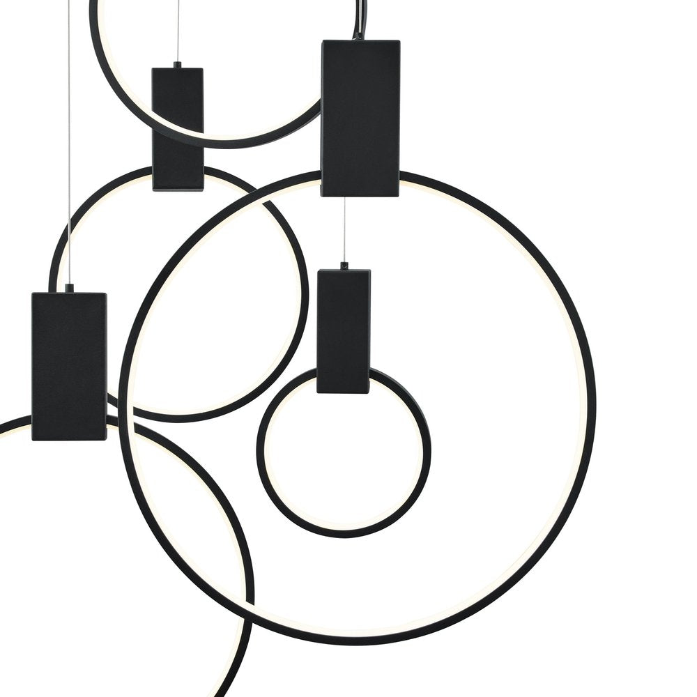 Black Geometric Six Light Metal LED Dimmable Chandelier HomeRoots