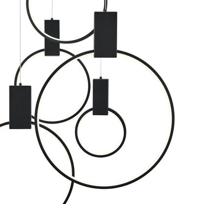 Black Geometric Six Light Metal LED Dimmable Chandelier HomeRoots
