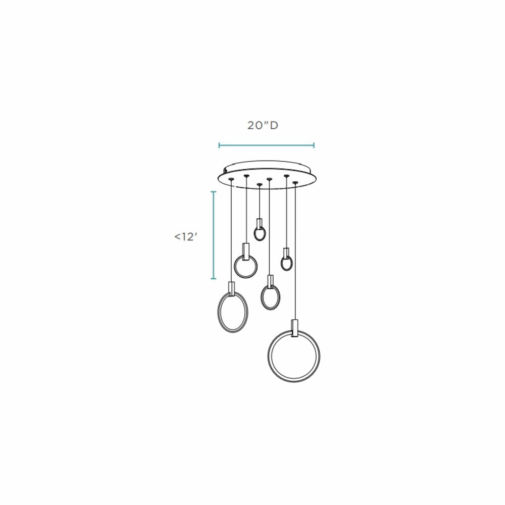 Black Geometric Six Light Metal LED Dimmable Chandelier HomeRoots