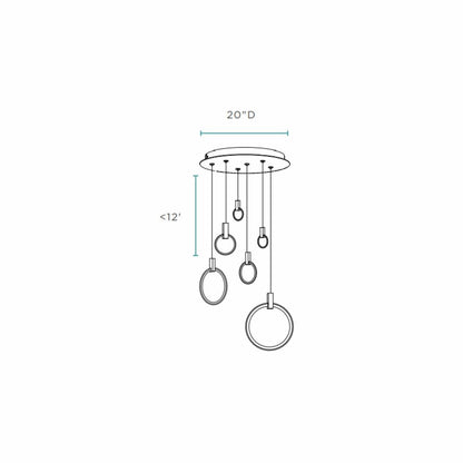 Black Geometric Six Light Metal LED Dimmable Chandelier HomeRoots