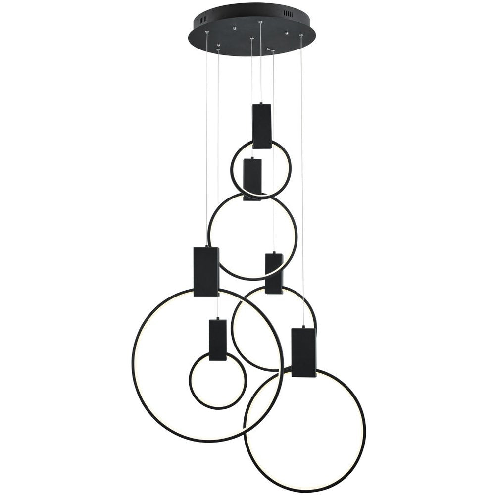 Black Geometric Six Light Metal LED Dimmable Chandelier HomeRoots