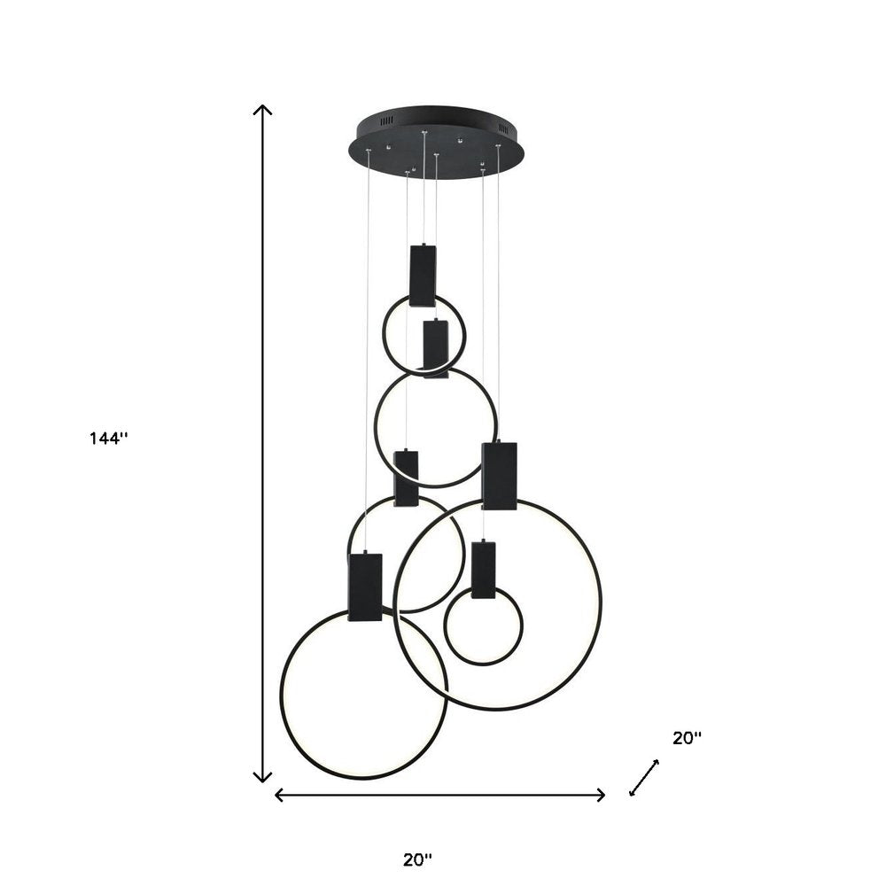 Black Geometric Six Light Metal LED Dimmable Chandelier HomeRoots