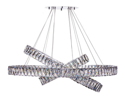 Silver And Clear Three Light Crystal LED Dimmable Chandelier HomeRoots