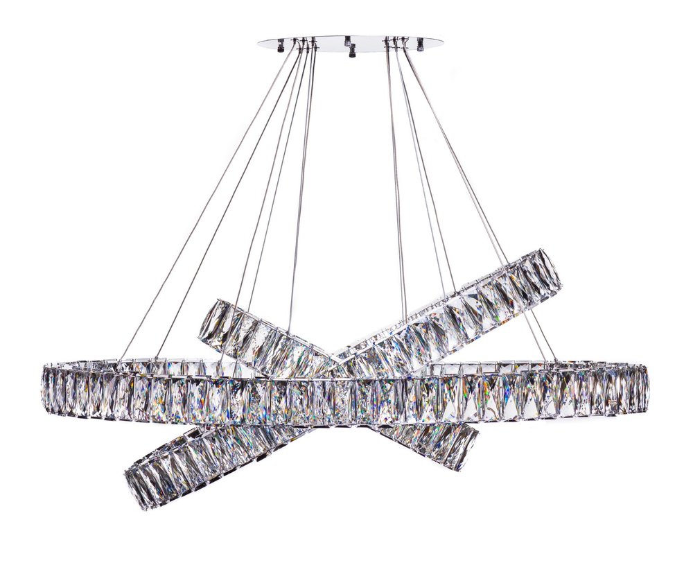 Silver And Clear Three Light Crystal LED Dimmable Chandelier HomeRoots