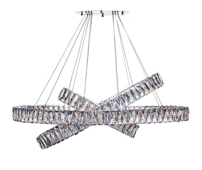 Silver And Clear Three Light Crystal LED Dimmable Chandelier HomeRoots