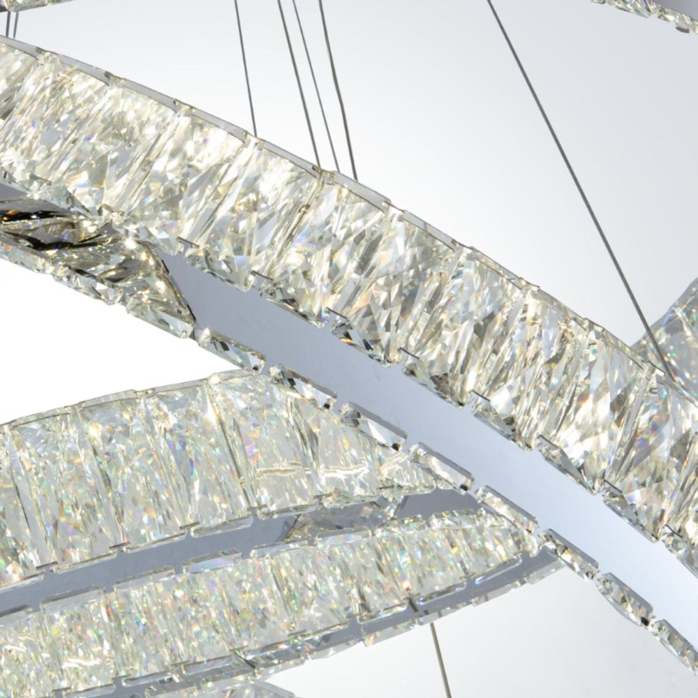 Silver And Clear Three Light Crystal LED Dimmable Chandelier HomeRoots