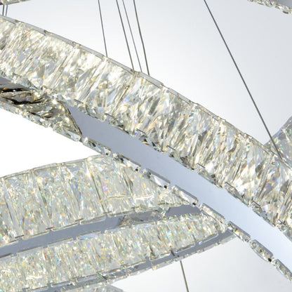 Silver And Clear Three Light Crystal LED Dimmable Chandelier HomeRoots