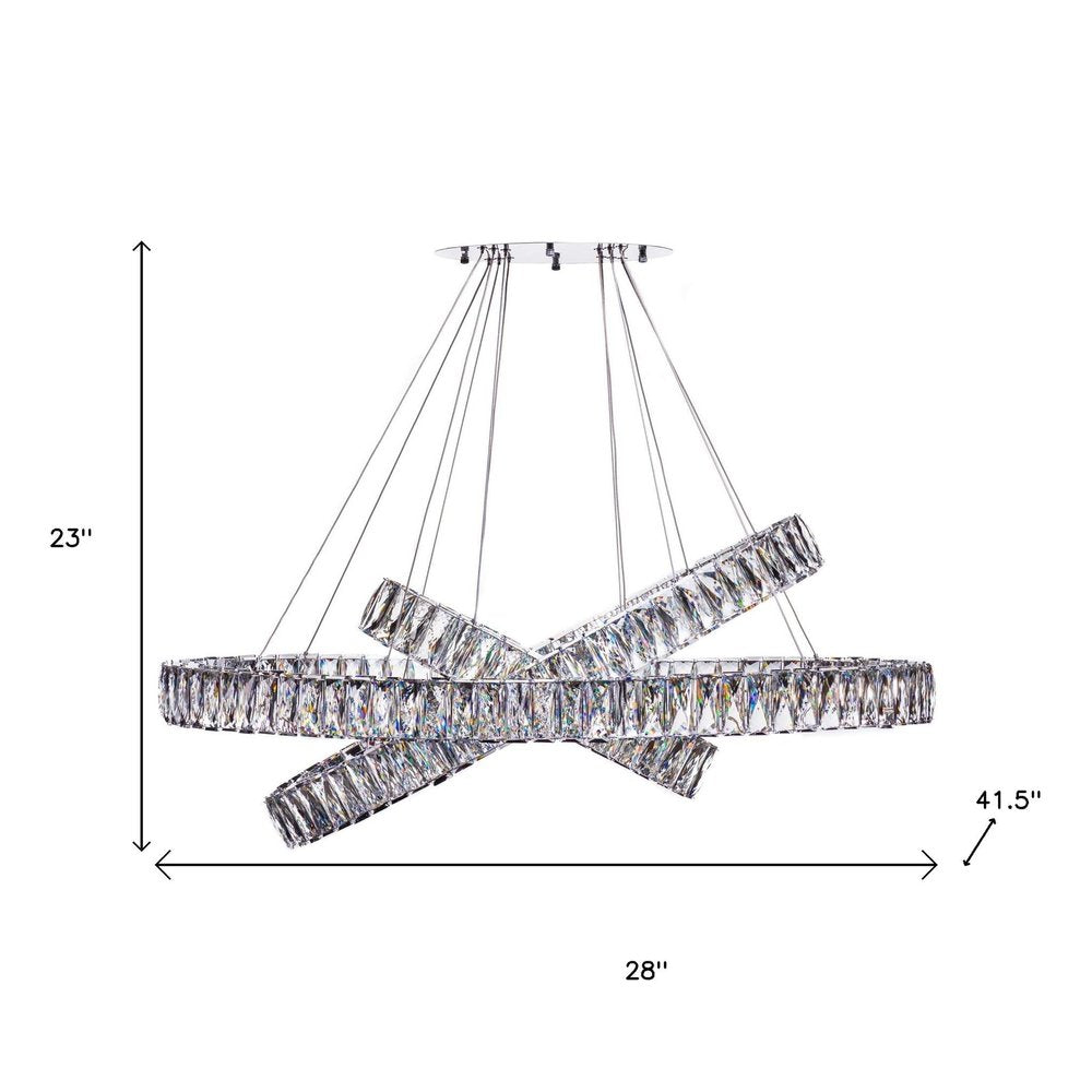 Silver And Clear Three Light Crystal LED Dimmable Chandelier HomeRoots