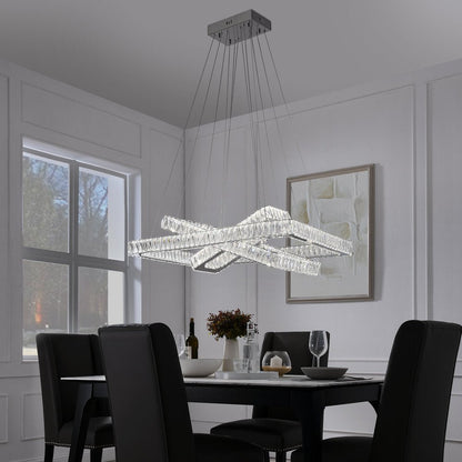 Silver And Clear Three Light Crystal LED Dimmable Chandelier HomeRoots