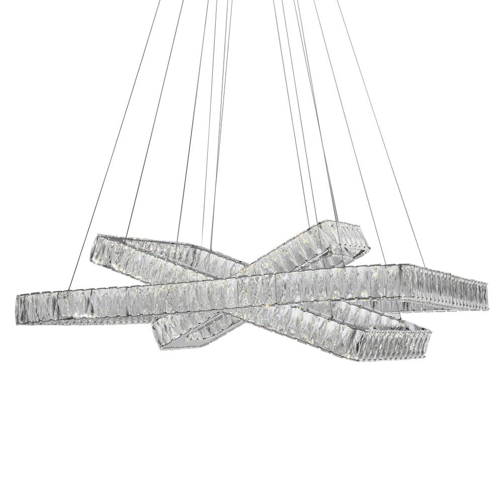 Silver And Clear Three Light Crystal LED Dimmable Chandelier HomeRoots