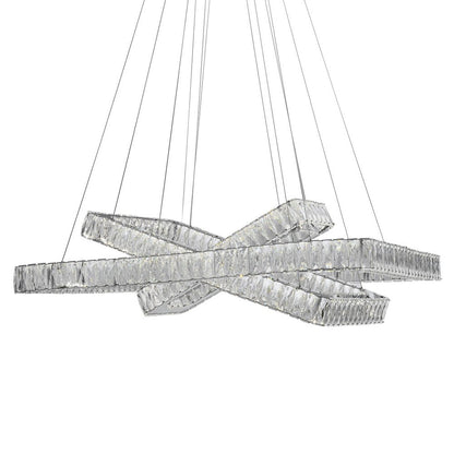 Silver And Clear Three Light Crystal LED Dimmable Chandelier HomeRoots