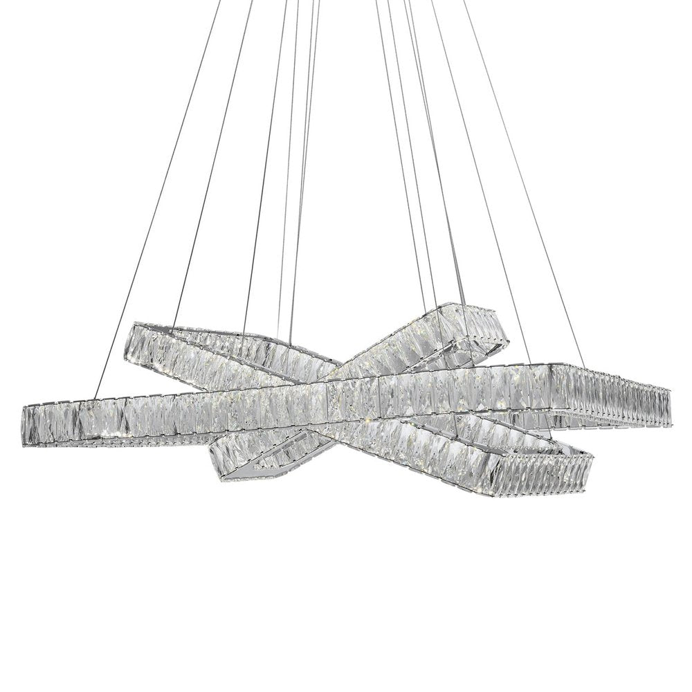 Silver And Clear Three Light Crystal LED Dimmable Chandelier HomeRoots