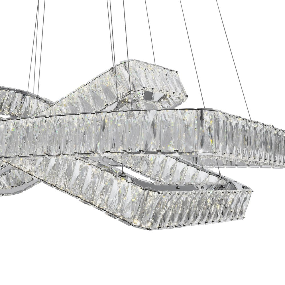 Silver And Clear Three Light Crystal LED Dimmable Chandelier HomeRoots