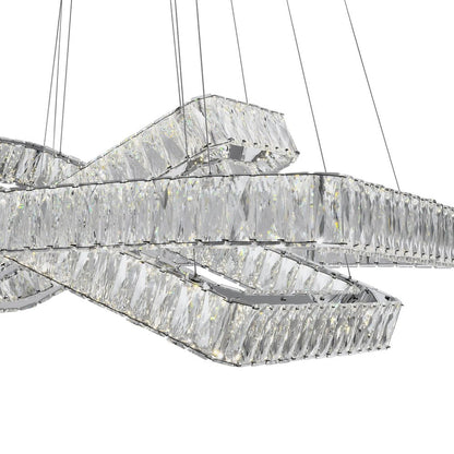 Silver And Clear Three Light Crystal LED Dimmable Chandelier HomeRoots