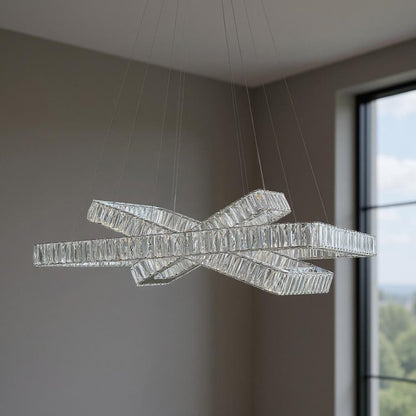 Silver And Clear Three Light Crystal LED Dimmable Chandelier HomeRoots