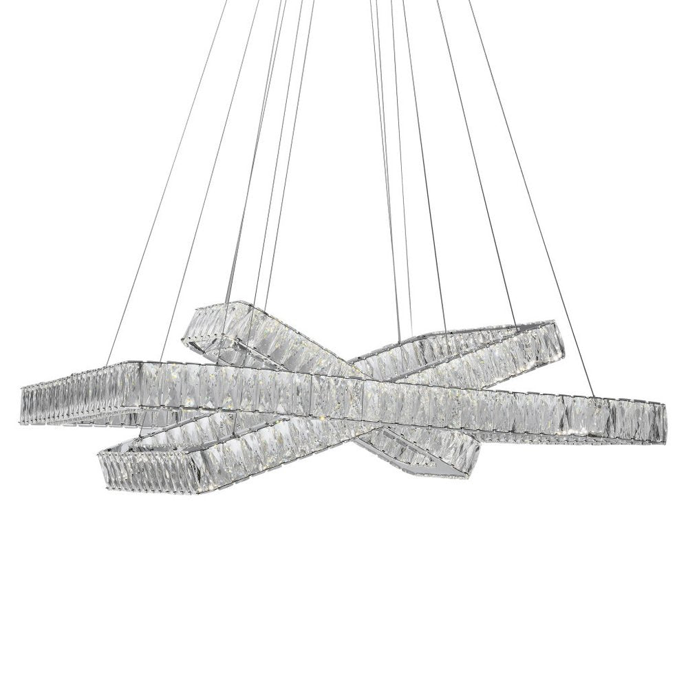 Silver And Clear Three Light Crystal LED Dimmable Chandelier HomeRoots
