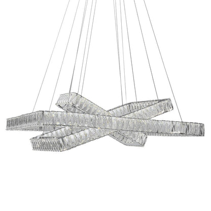Silver And Clear Three Light Crystal LED Dimmable Chandelier HomeRoots