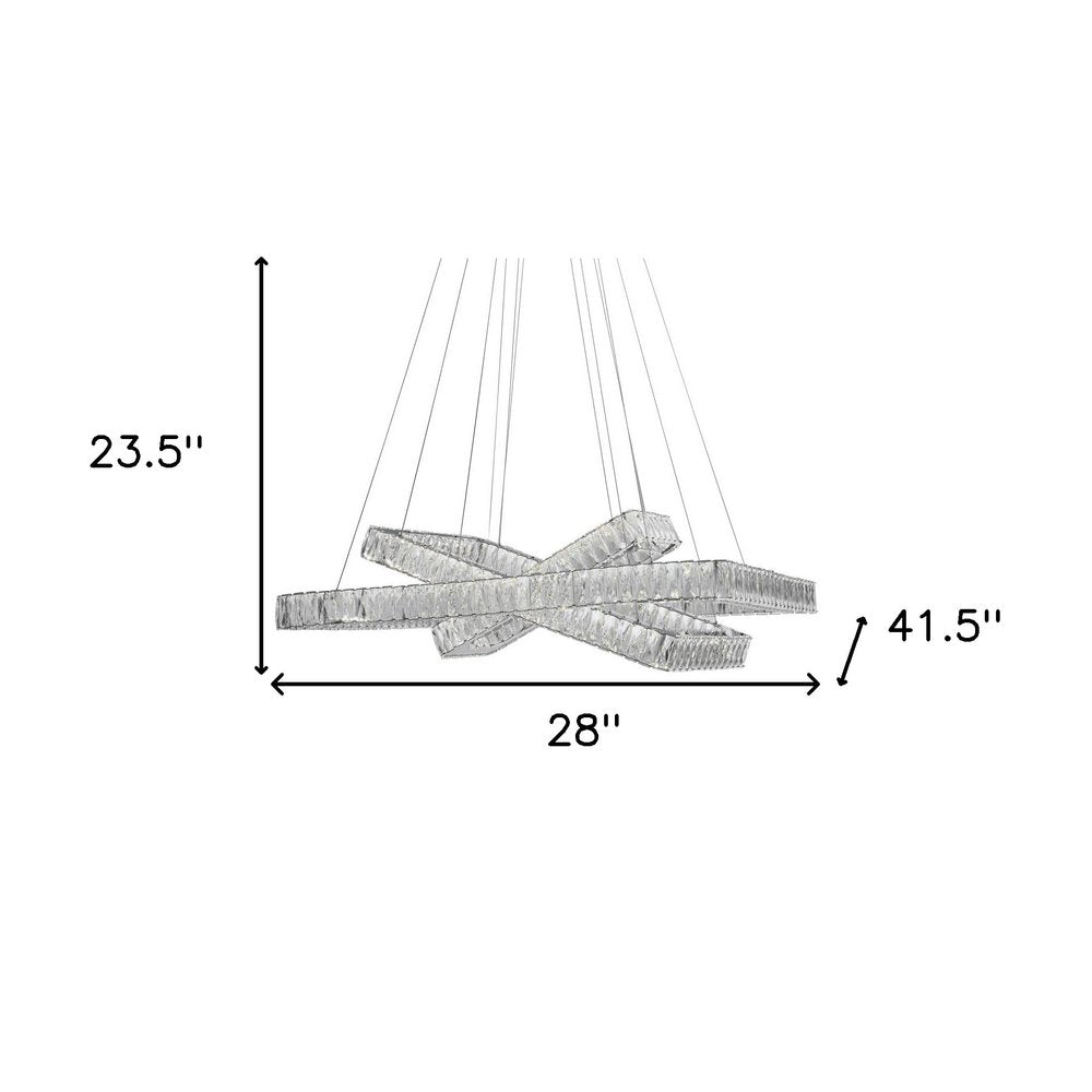 Silver And Clear Three Light Crystal LED Dimmable Chandelier HomeRoots