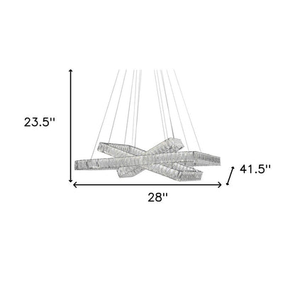 Silver And Clear Three Light Crystal LED Dimmable Chandelier HomeRoots