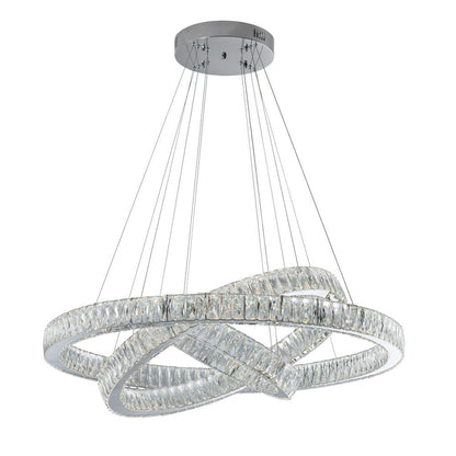 Silver And Clear Three Light Crystal LED Dimmable Chandelier HomeRoots