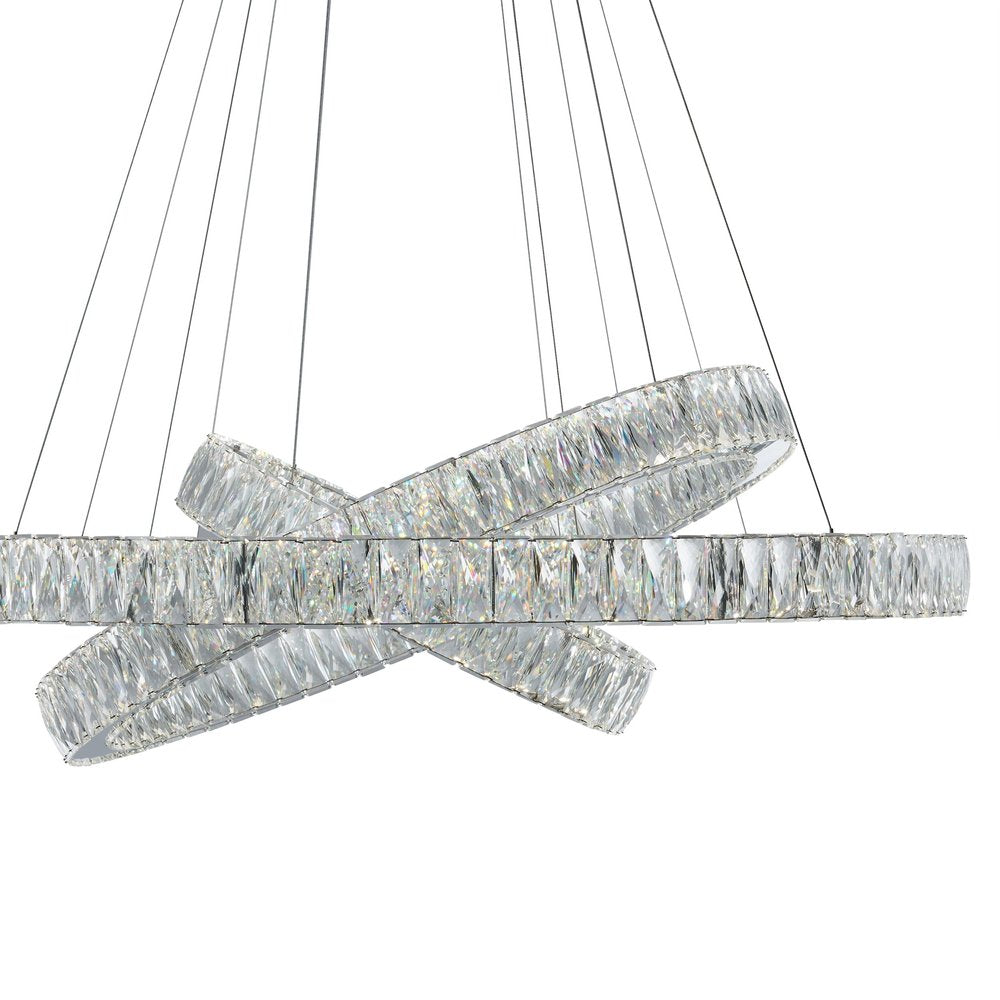 Silver And Clear Three Light Crystal LED Dimmable Chandelier HomeRoots