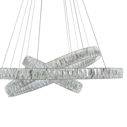 Silver And Clear Three Light Crystal LED Dimmable Chandelier HomeRoots