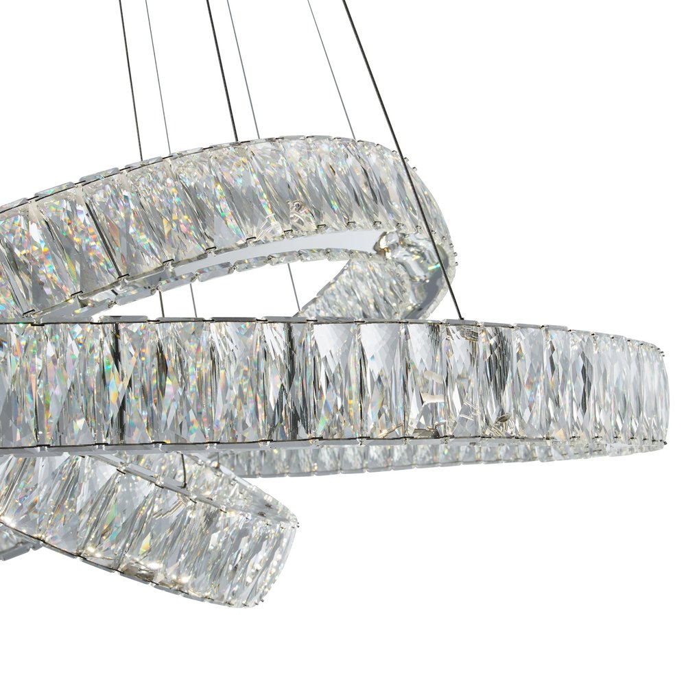 Silver And Clear Three Light Crystal LED Dimmable Chandelier HomeRoots
