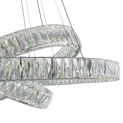 Silver And Clear Three Light Crystal LED Dimmable Chandelier HomeRoots