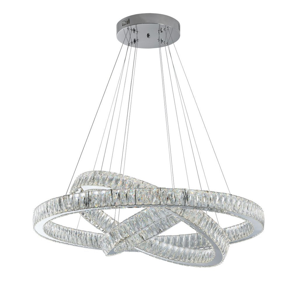Silver And Clear Three Light Crystal LED Dimmable Chandelier HomeRoots