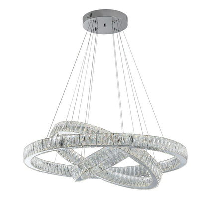 Silver And Clear Three Light Crystal LED Dimmable Chandelier HomeRoots