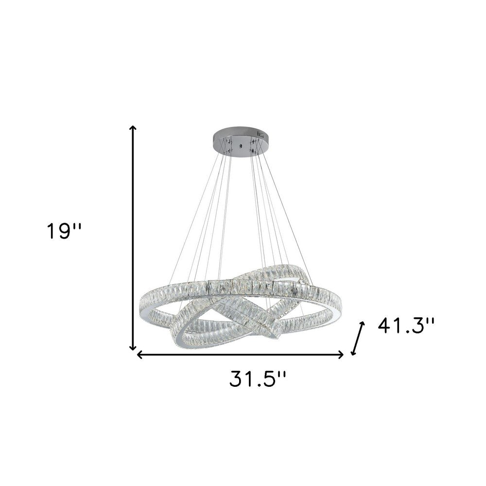Silver And Clear Three Light Crystal LED Dimmable Chandelier HomeRoots