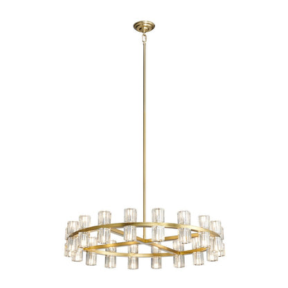 Gold And Clear Wagon Wheel Multi Light Metal Chandelier With Clear Shades HomeRoots