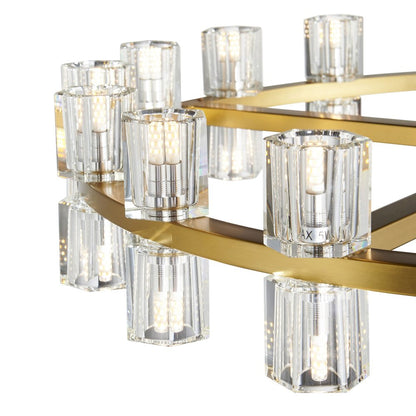Gold And Clear Wagon Wheel Multi Light Metal Chandelier With Clear Shades HomeRoots